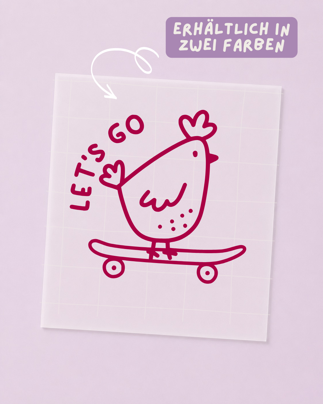Transfert thermocollant poule - poule, coq - skateboard: Rouge / Animaux / Henne
