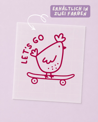Transfert thermocollant poule - poule, coq - skateboard: Bleu / Animaux / Robinet