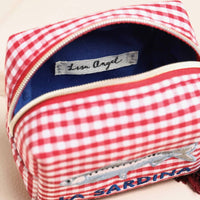 Pochette Broderie Poisson Vichy Rouge et Blanc
