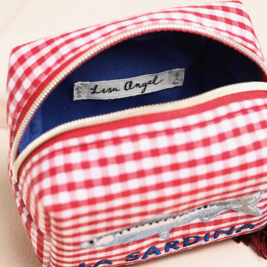 Pochette Broderie Poisson Vichy Rouge et Blanc