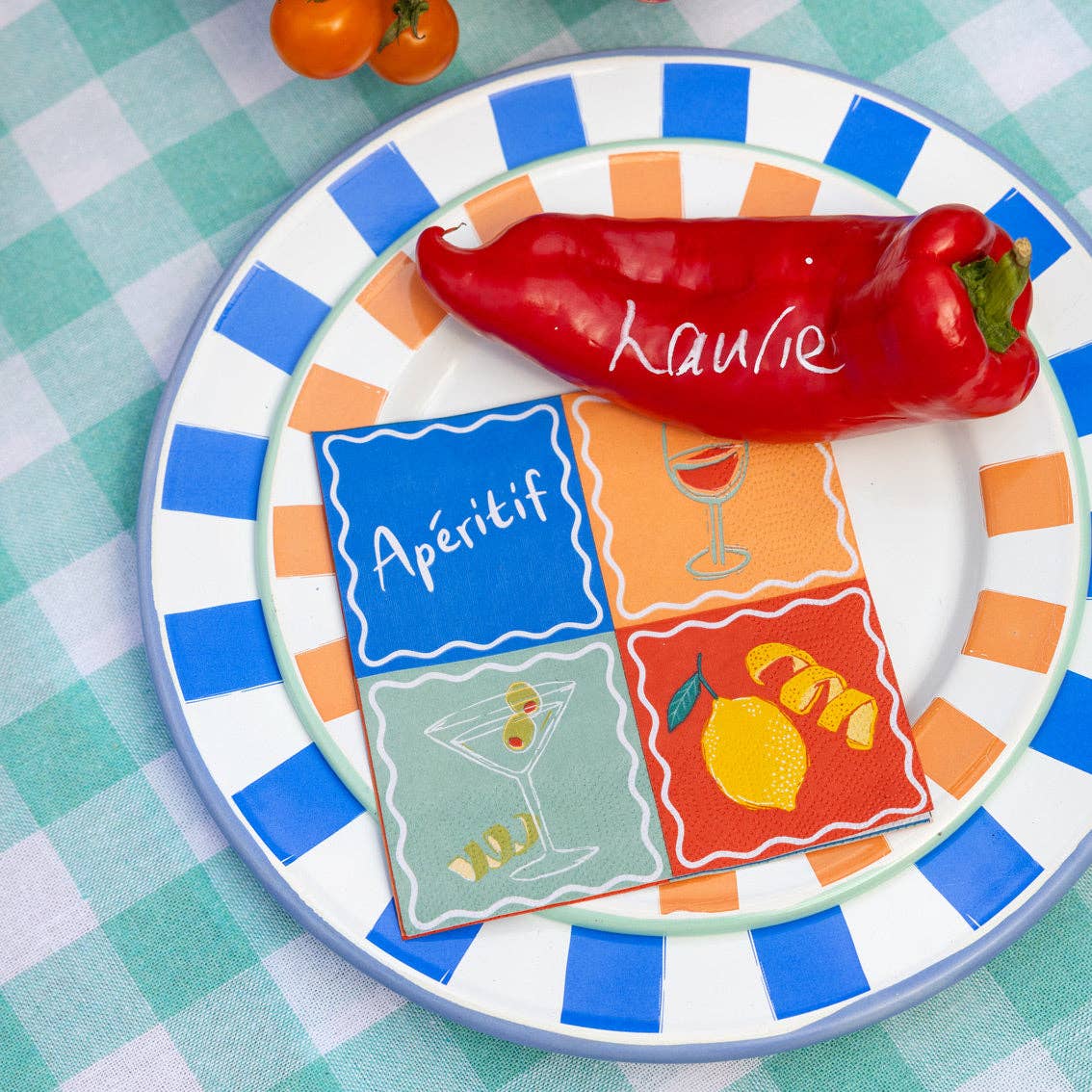 Serviettes à cocktail en papier recyclé Bon Appétit Apéritif - Pack de 20 | Décoration d'été |
