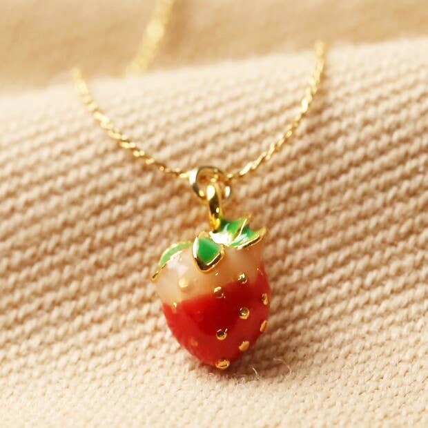 Collier à pendentif petite fraise en or