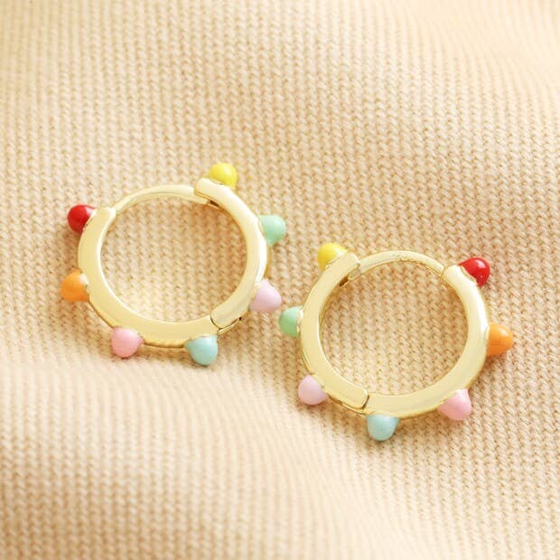 Créoles Huggie à pompons multicolores