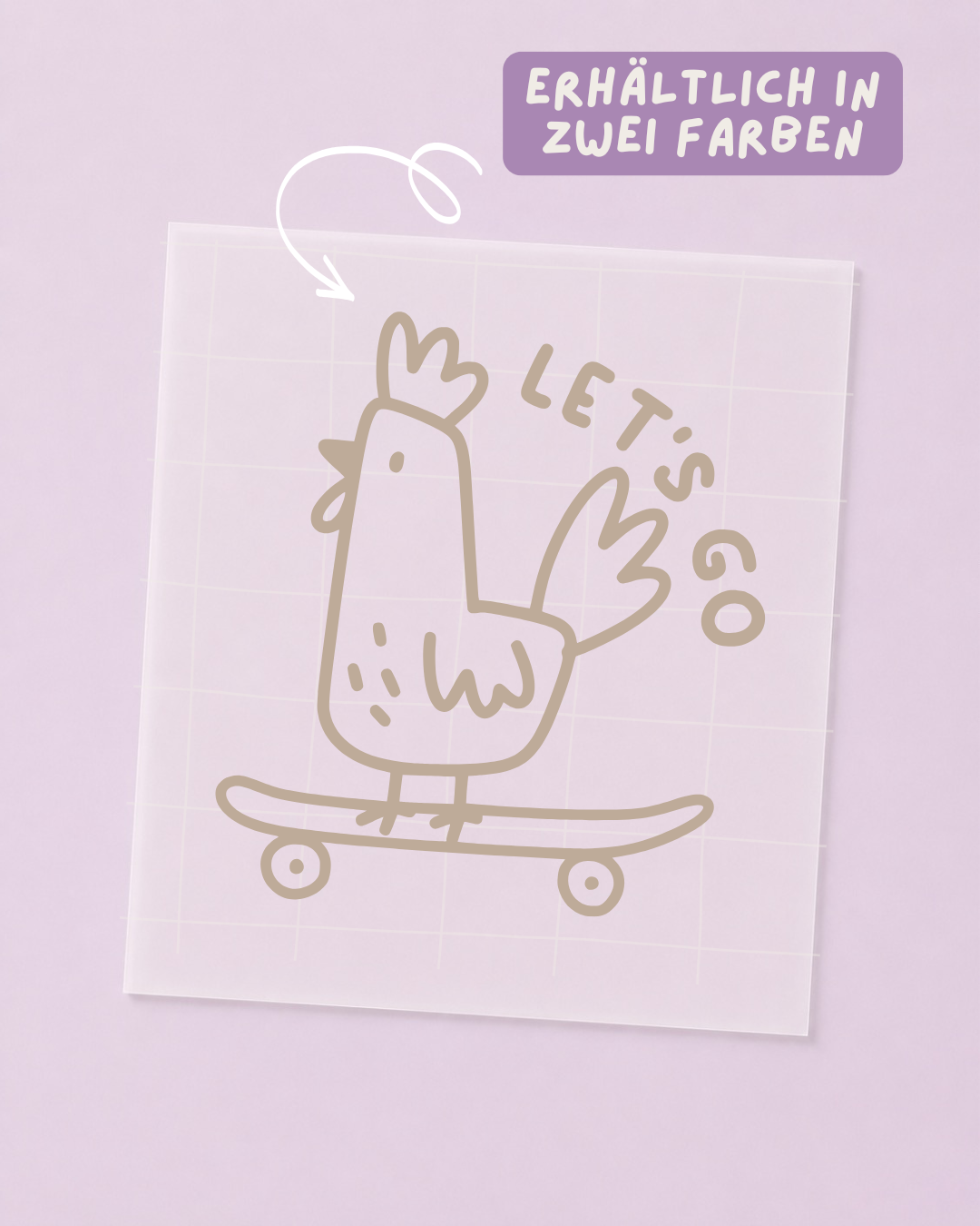 Transfert thermocollant poule - poule, coq - skateboard: Rouge / Animaux / Henne