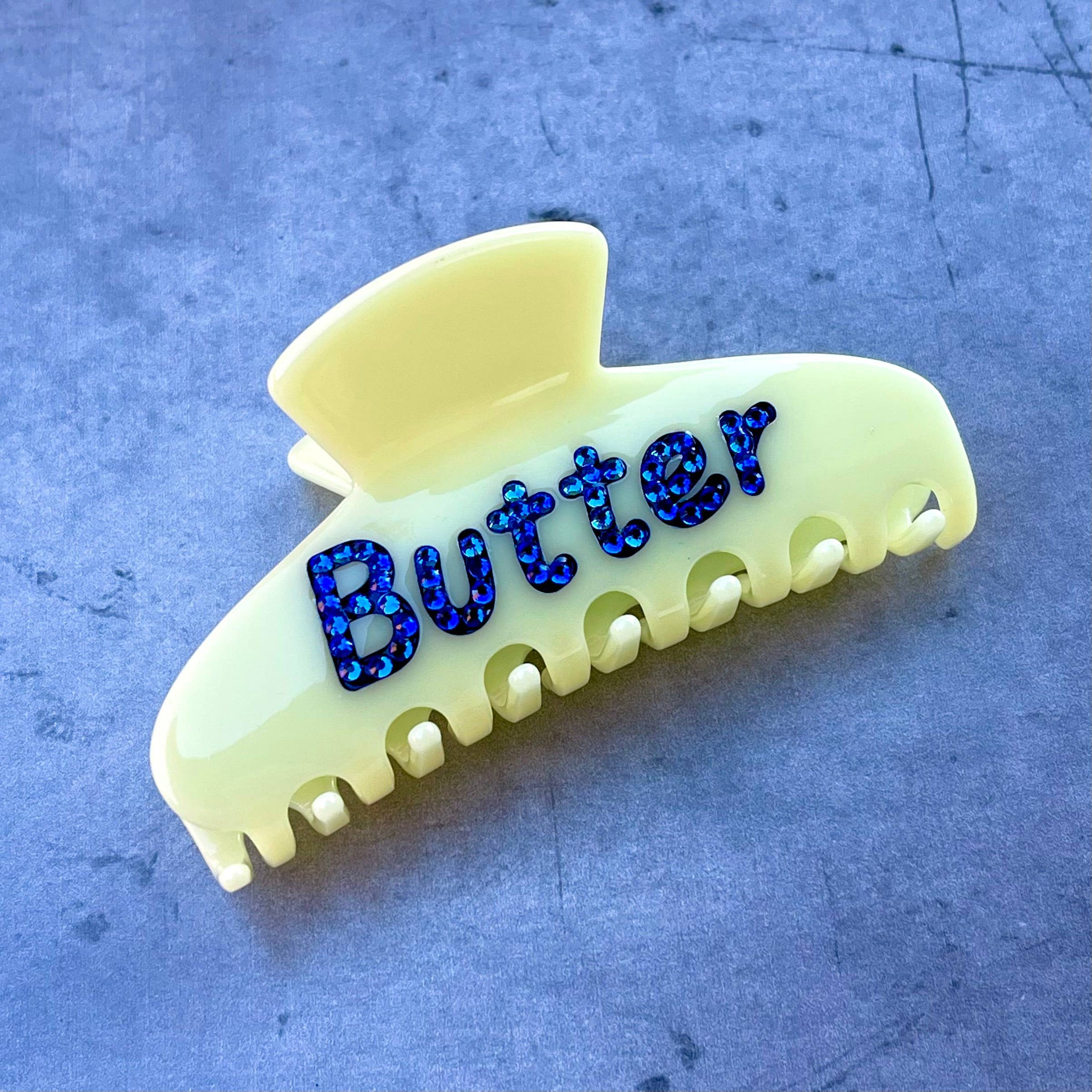 Pince à cheveux en strass Butter Word, accessoires de nouveauté