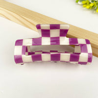Pince à cheveux rétro à motif damier: Blanc orangé