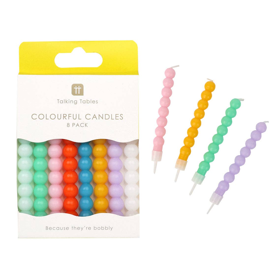 Bougies d'anniversaire Bobble - lot de 8 | Bougies pour gâteau |