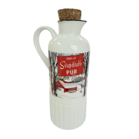 Cruche en céramique pour sirop d'érable avec bouchon en liège et en bois: Small