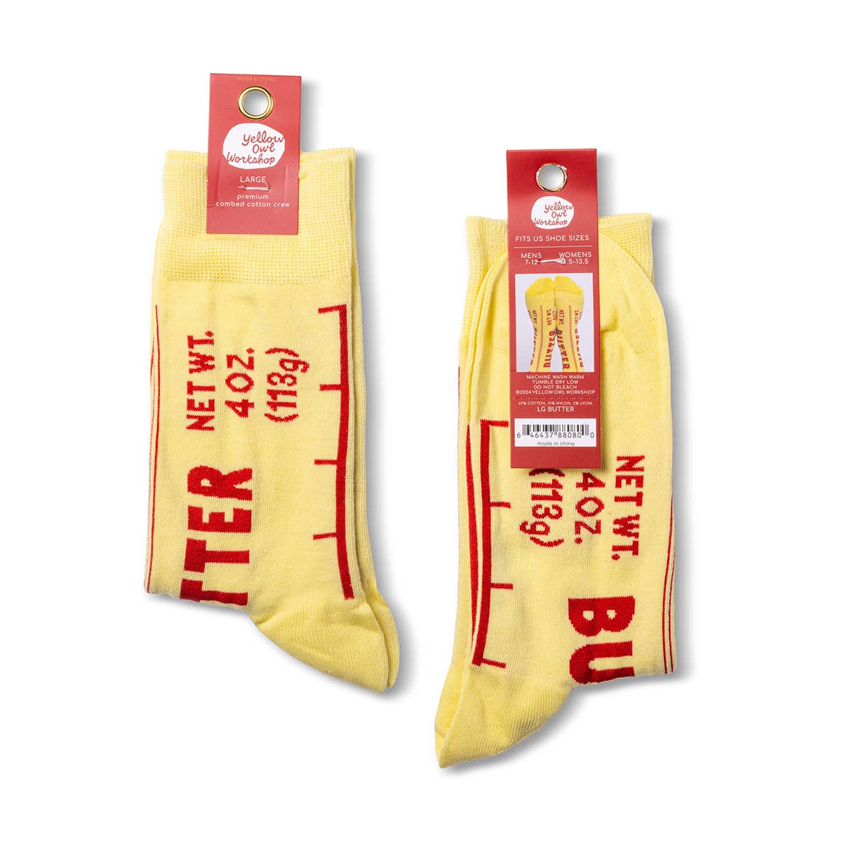 Chaussettes montantes Beurre | Cadeau pour épicuriens et chefs | Taille L