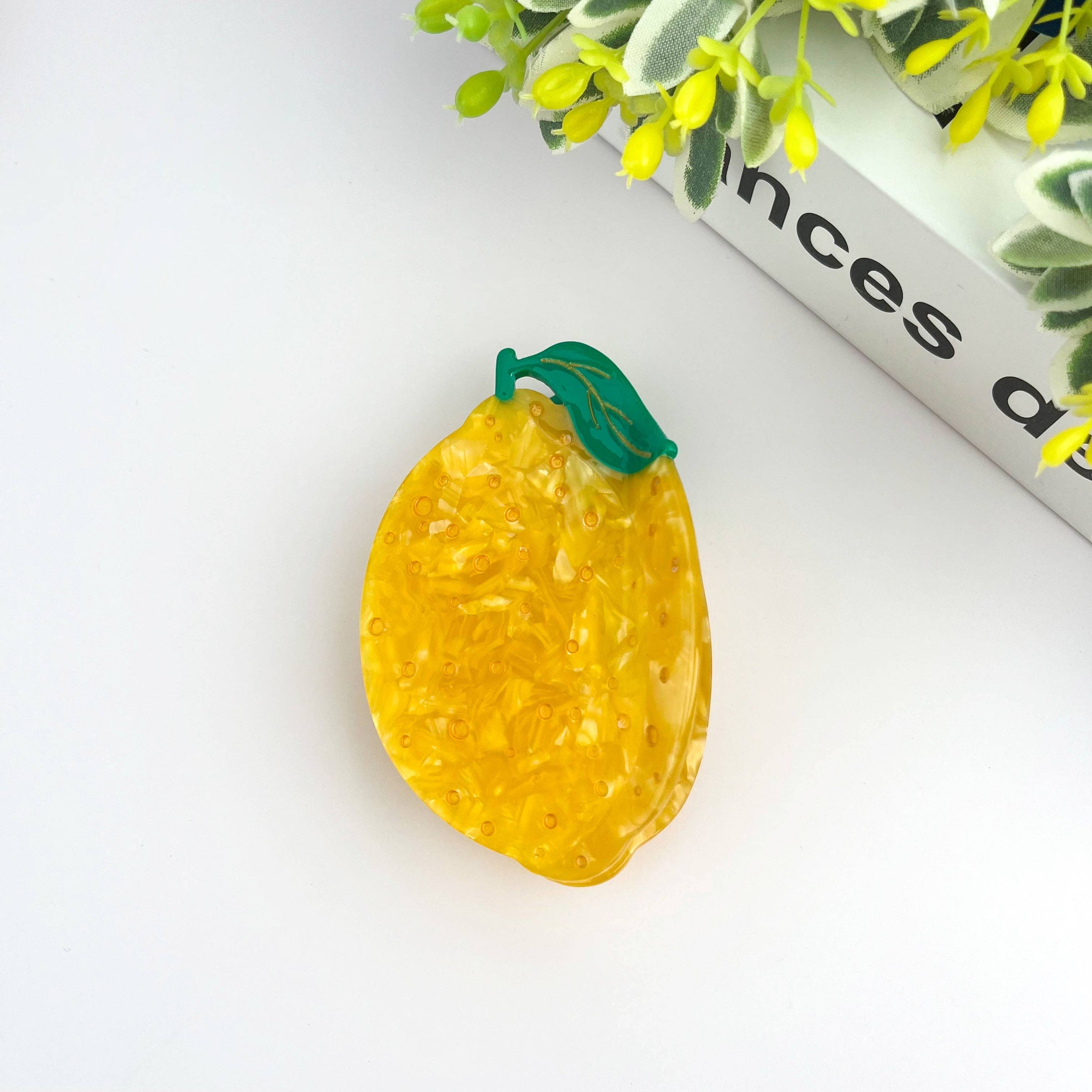 Pince à cheveux citron jaune acétate, pince à cheveux fruit pour femme
