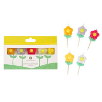 Bougies d'anniversaire marguerite multicolores - pack de 5 | Bougies pour gâteau |