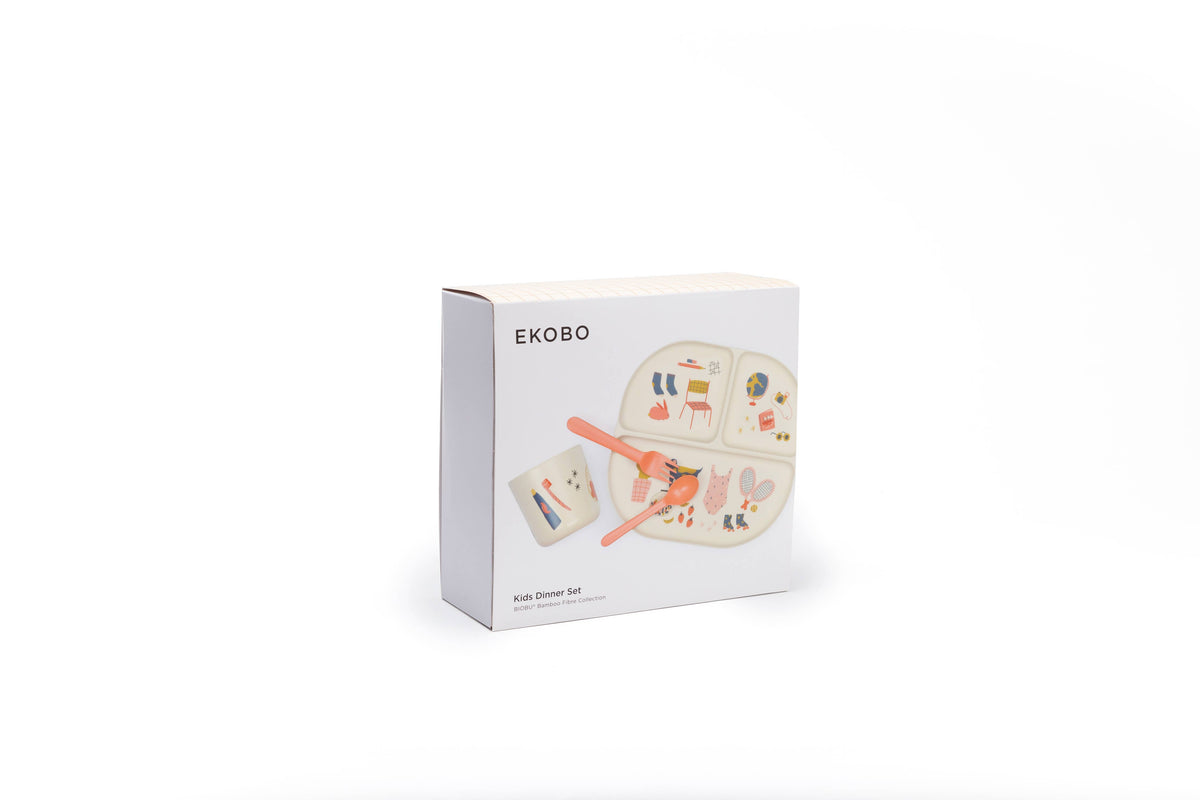 Ensemble de vaisselle illustré pour enfants - Corail