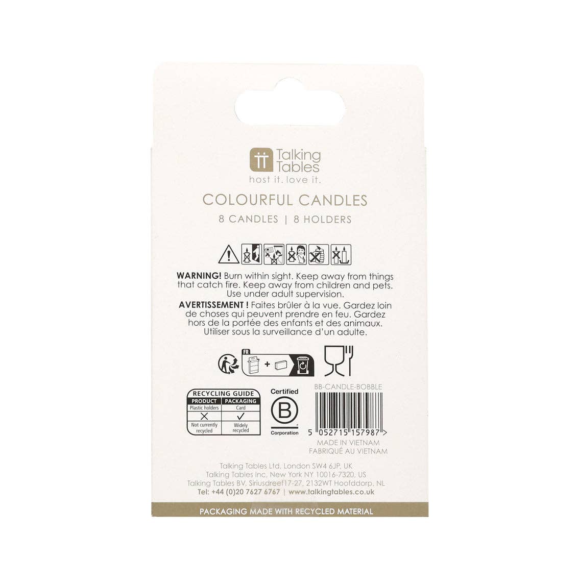 Bougies d'anniversaire Bobble - lot de 8 | Bougies pour gâteau |