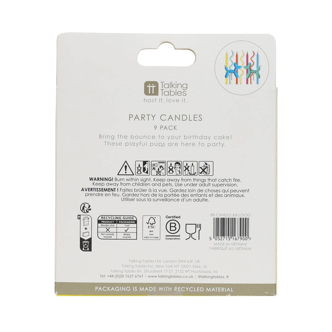 Bougies d'anniversaire chien en ballon - lot de 9 | Bougies pour gâteau |