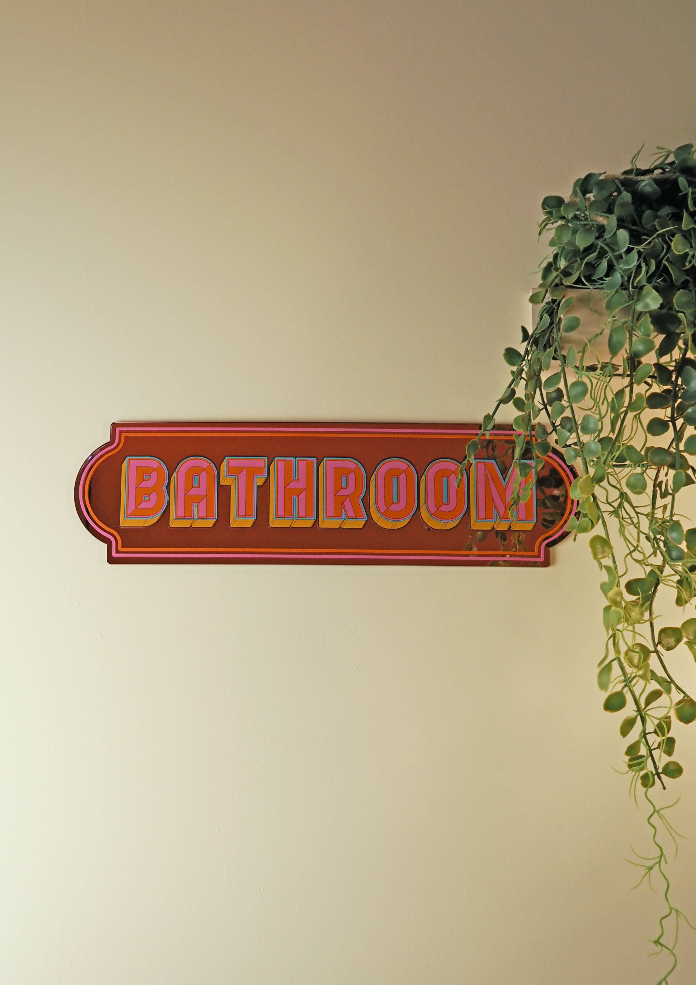 Panneau Miroir Salle de Bain 'Bathroom' - Rose Ludique: Medium - 39cm x 10cm
