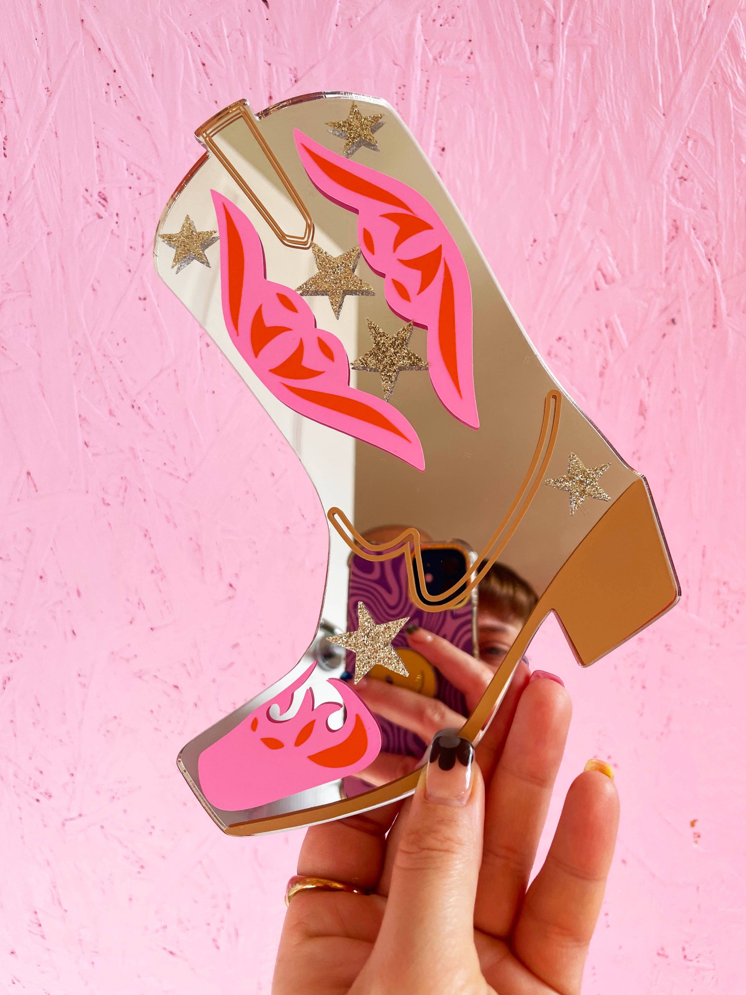 Mini miroir bottes de cowboy rétro Rootin' Tootin'