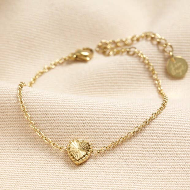 Petit bracelet en forme de cœur vieilli en acier inoxydable doré
