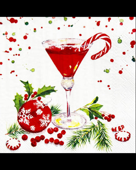Serviettes de Cocktail 3 Plis - Martini de Noël