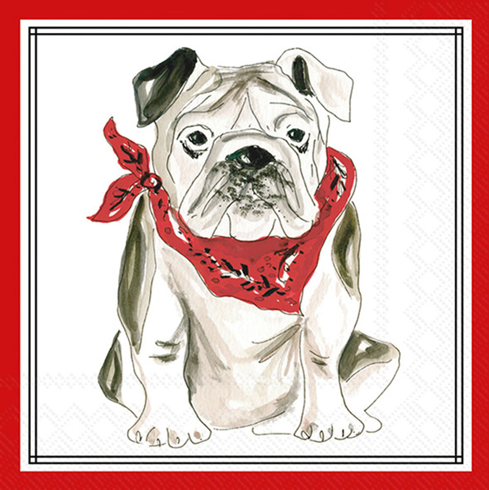 Serviettes de Cocktail 3 Plis - Bouledogue Rouge Fierté Locale