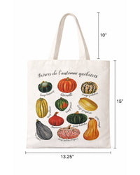 Sac tote réutilisable "Trésors de l'automne Québeois " Courges LG