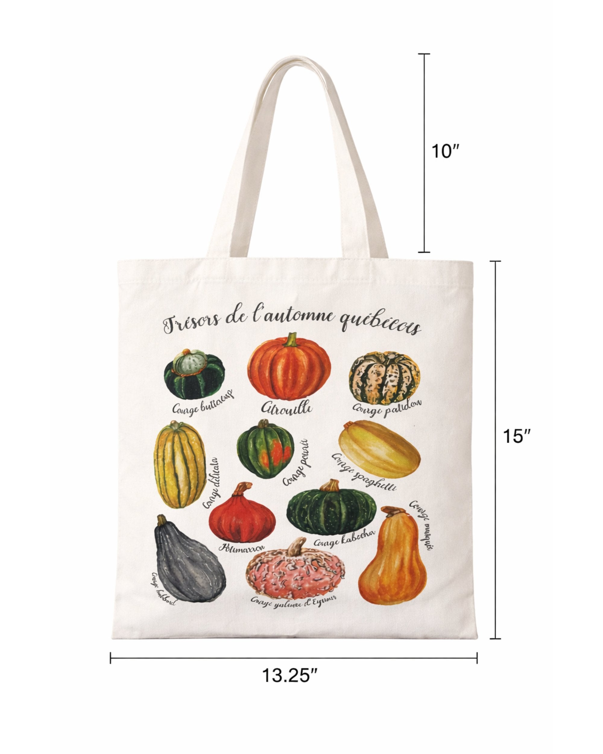Sac tote réutilisable "Trésors de l'automne Québeois " Courges LG