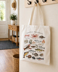 Sac tote réutilisable "Saveurs de la mer - Poissons et crustacées" LG