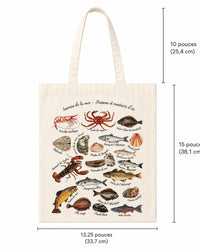 Sac tote réutilisable "Saveurs de la mer - Poissons et crustacées" LG