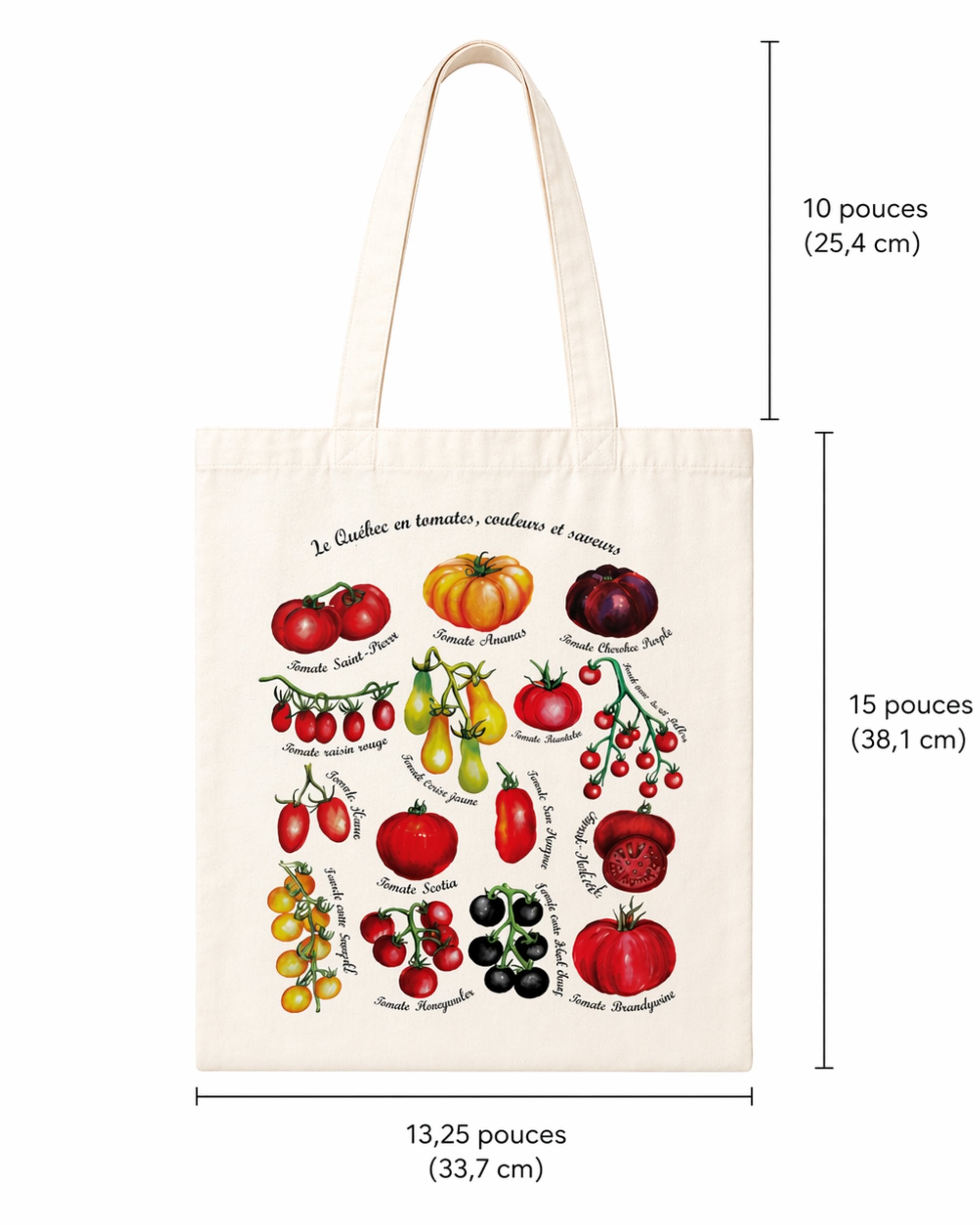 Sac tote réutilisable "le Québec en tomates, couleurs et saveurs" LG